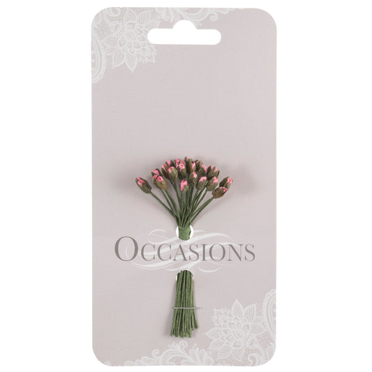 3mm Paper Miniature Rose Buds x 24 Stems - Pink