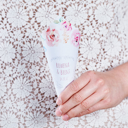Cottage Garden Personalised Confetti Cones