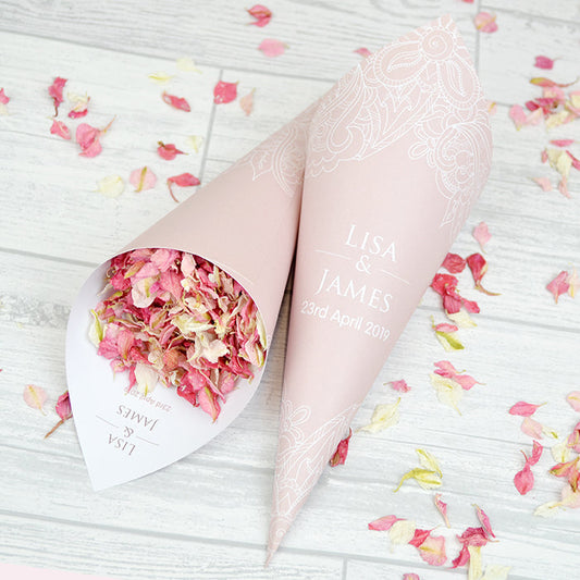 Lace Personalised Confetti Cones